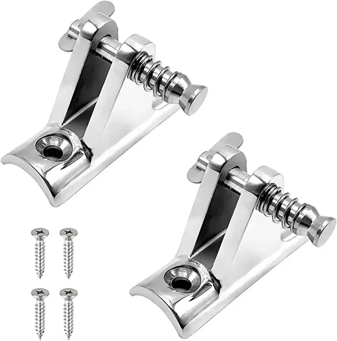 2PCS Bimini Top Deck Hinge Fitting Concave Base Hardware With Quick Release Pin 316 Stainless Steel With Screws