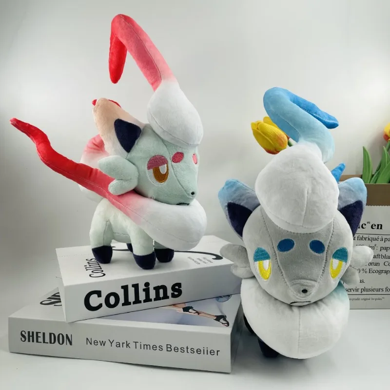 

Kawaii Plush Toy 27cm Standing White Zoroark Shiny Zorua Blue Red Filled Doll Kids Birthday Gift Stuffed Animal for Children