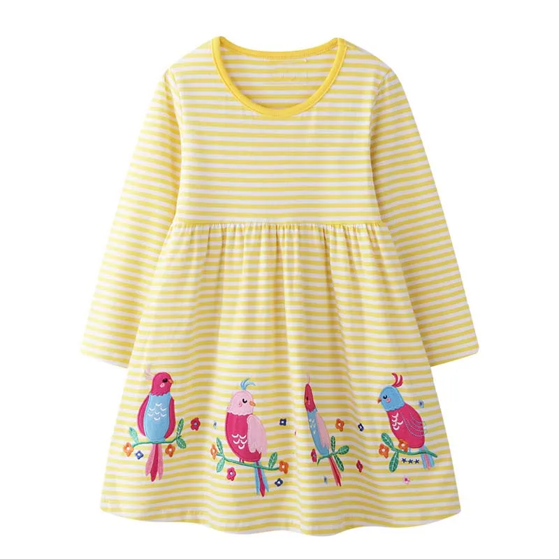 Little maven 2024 Baby Girls Spring and Autumn Clothes Long Sleeves Dress Cotton Pretty and Comfort for Kids 2-7year