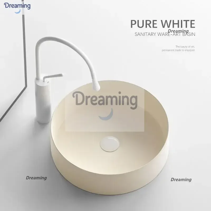 

Скандинавский кремовый ветер, круглый стол, умывальник, керамический умывальник, мини-умывальник, маленький размер, умывальник для ванной комнаты на балконе