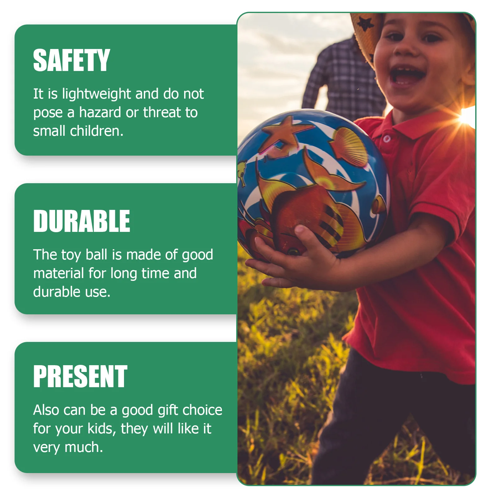 

3Pcs Lightweight Inflatable Watermelon Shape Ball Durable Safe Child Play Ball for Kids Parent Child Interaction
