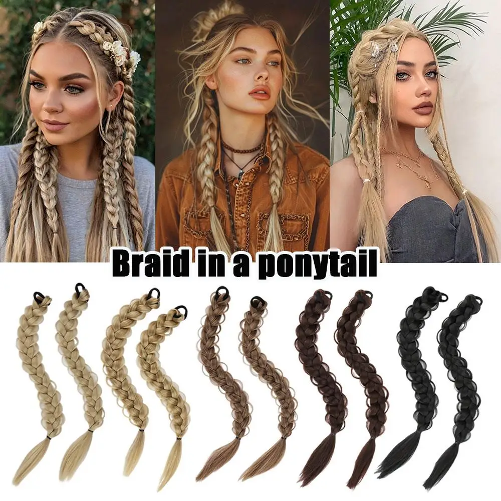 

Длинный плетеный парик, наращивание волос, хвостик, шиньоны, синтетические волосы с резинкой, аксессуары для волос «сделай сам», парик для ежедневного использования