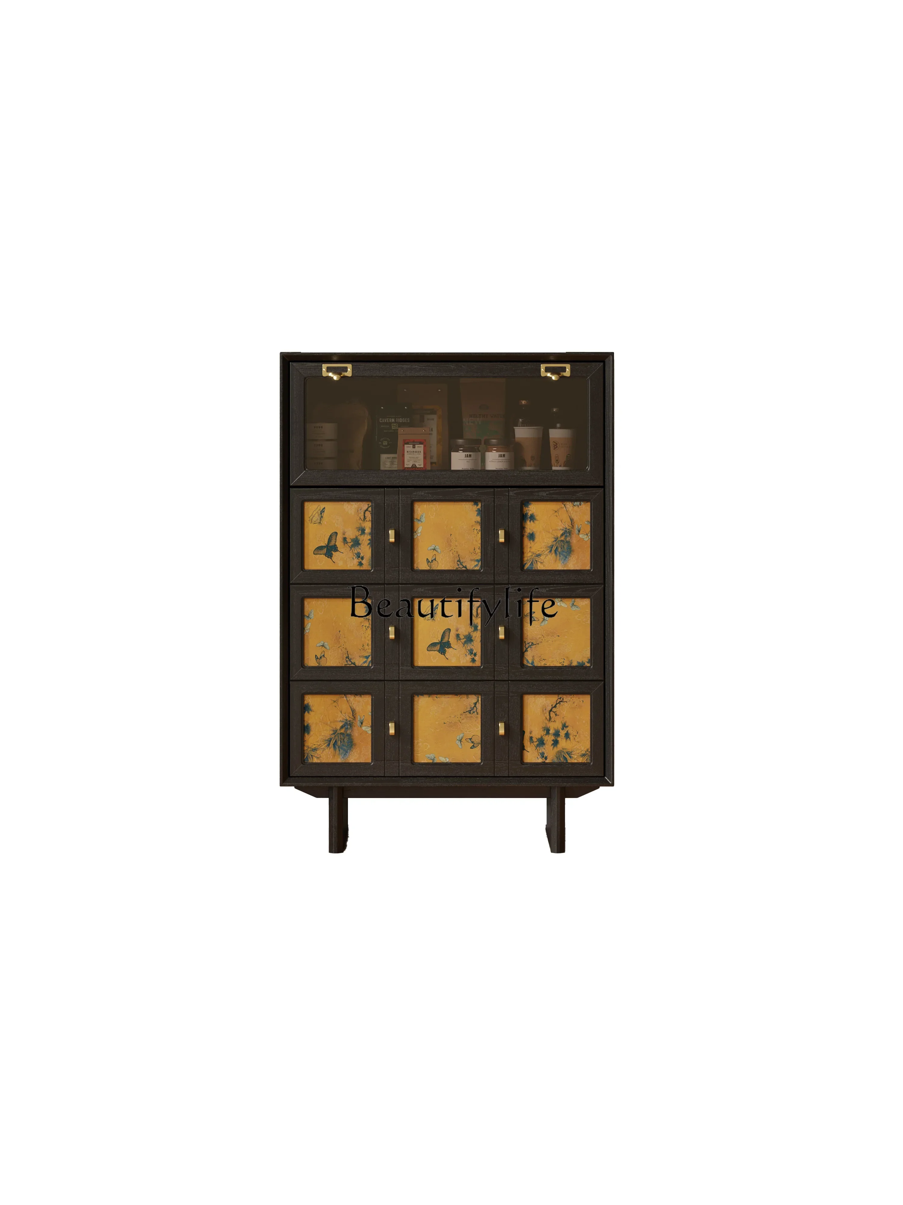 

12Retro Mid-Ancient Meal Side Five Buckets Tea Cabinet Bottom Flip Door