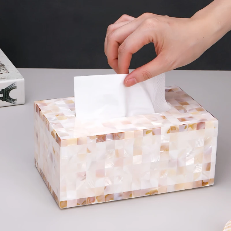 Light Luxury Shell Tissue Box, Paper Storage Container, Household, Living Room, Coffee Table, Desktop, Waterproof Napkin Holder