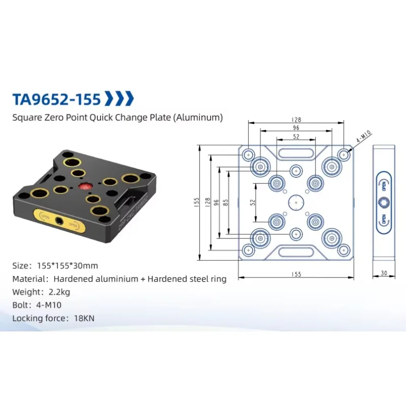Compatible Zero-Point Quick-Change Plate ZPPCNC Self Center Vise