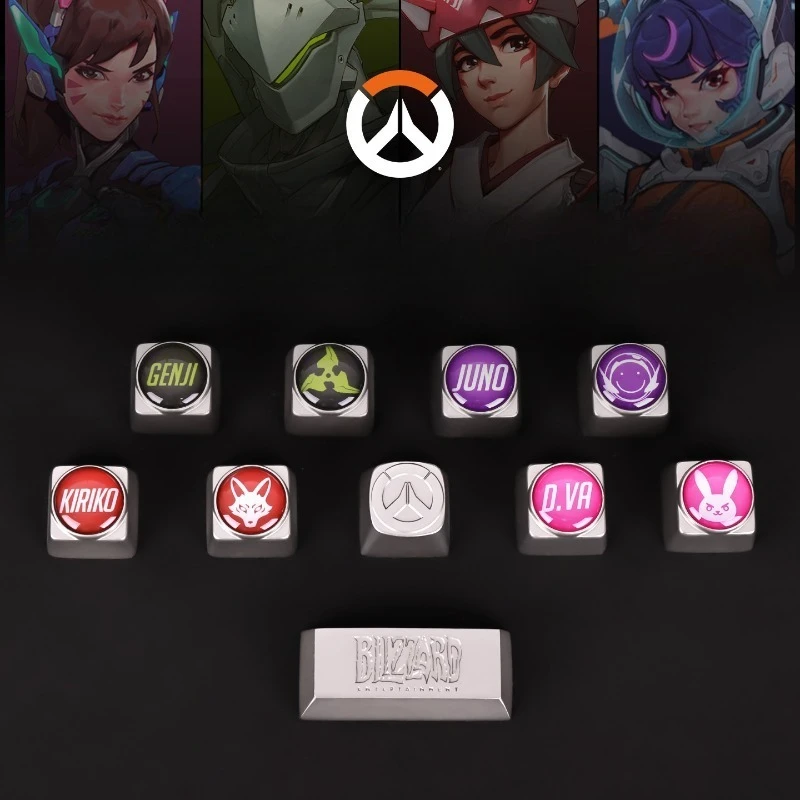 

Game Peripherals Overwatch Series Keycaps Metal Material Genji/D.va/JUNO 4 Keys/10 Keys E-sports Gaming Gamer Keycap Gifts