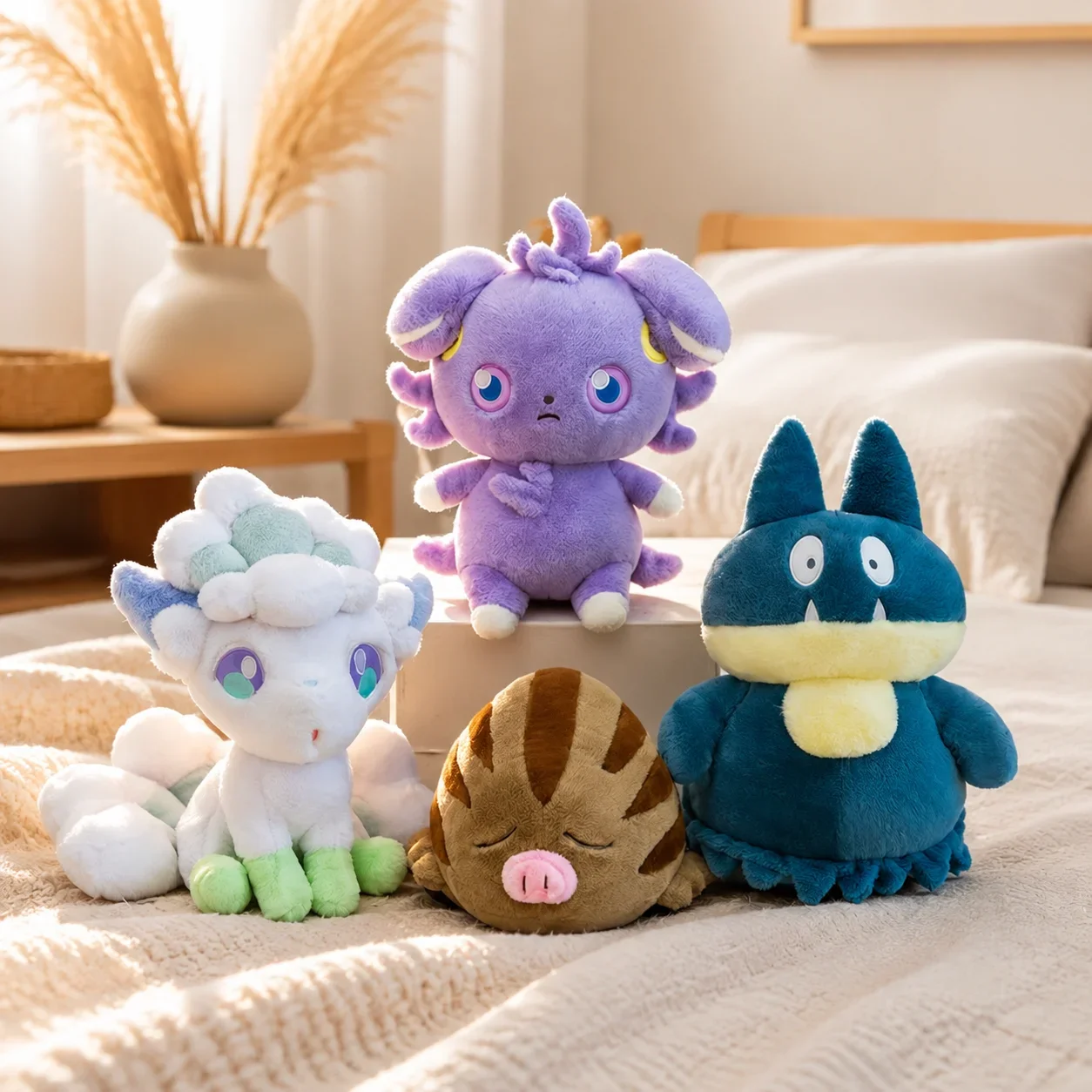 Weiche Flauschige Espurr Swinub Vulpix Munchlax Plüschtiere Gefüllte Anime-Puppen im Japanischen Stil Kuschelige Plüschfiguren Sofa-Bett Heimdekoration Geschenk