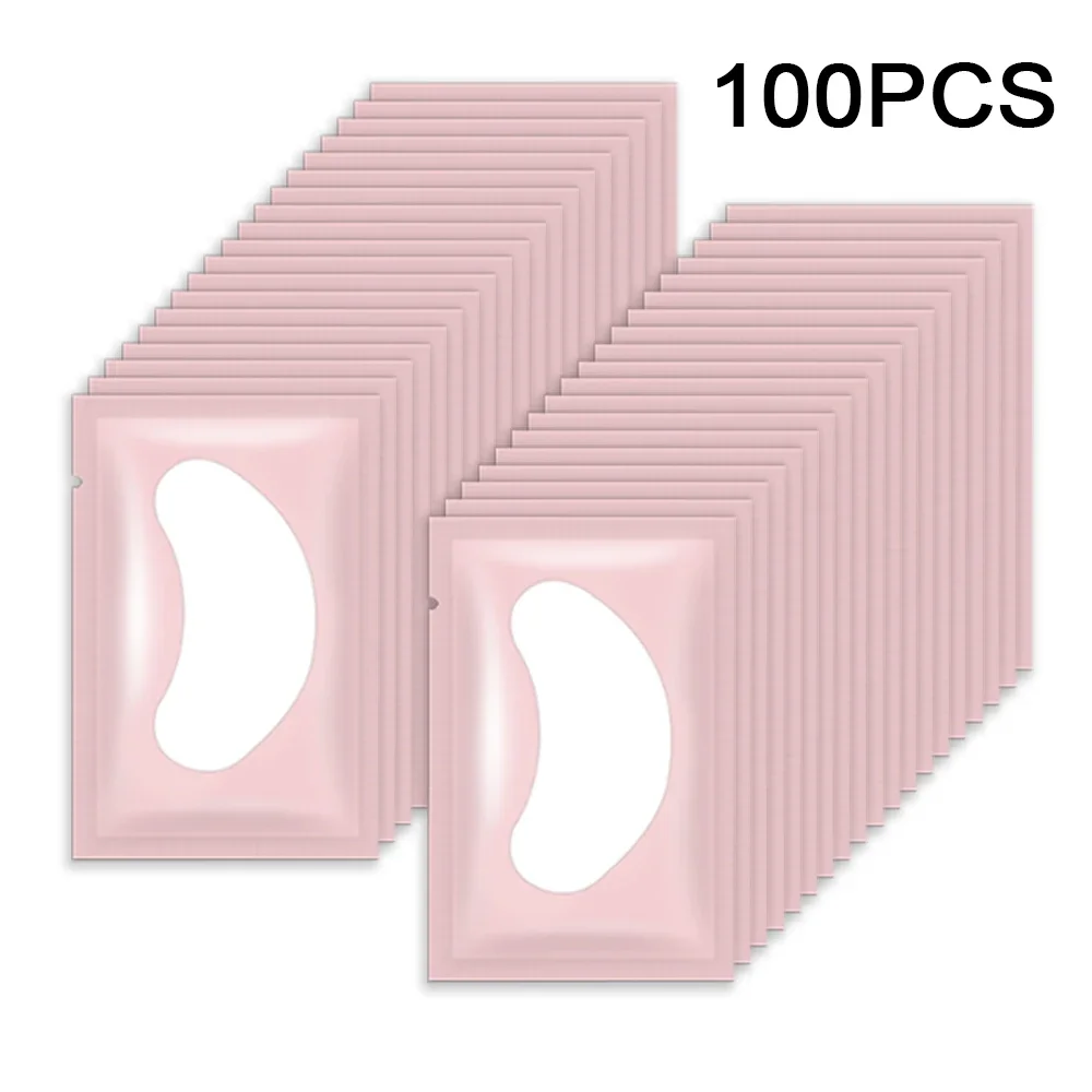 100 Pairs Pink Hydrogel Eye Patch Eyelash Extension Natural Lint Free Under Eye Gel Pads Lash Extension Supplies & Beauty Tools