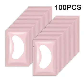 100 Pairs Pink Hydrogel Eye Patch Eyelash Extension Natural Lint Free Under Eye Gel Pads…