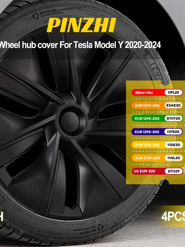 2021-2024 Diy Auto Wiel Naafdop 19 Inch Volledige Cover Wieldop Koolstofvezel Decoratieve Automotive Accessoires Voor Tesla model Y - afbeelding 2
