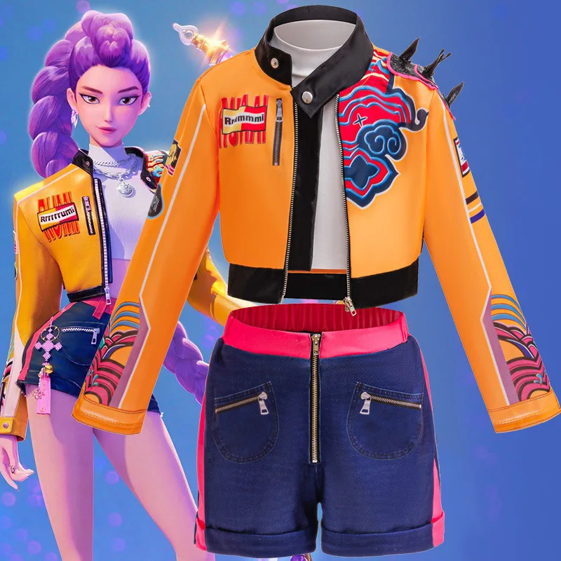 

Аниме мультфильм Kpop охотники на демонов Руми косплей костюм креативный новый костюм для выступлений для девочек модный повседневный комплект подарок для девочек