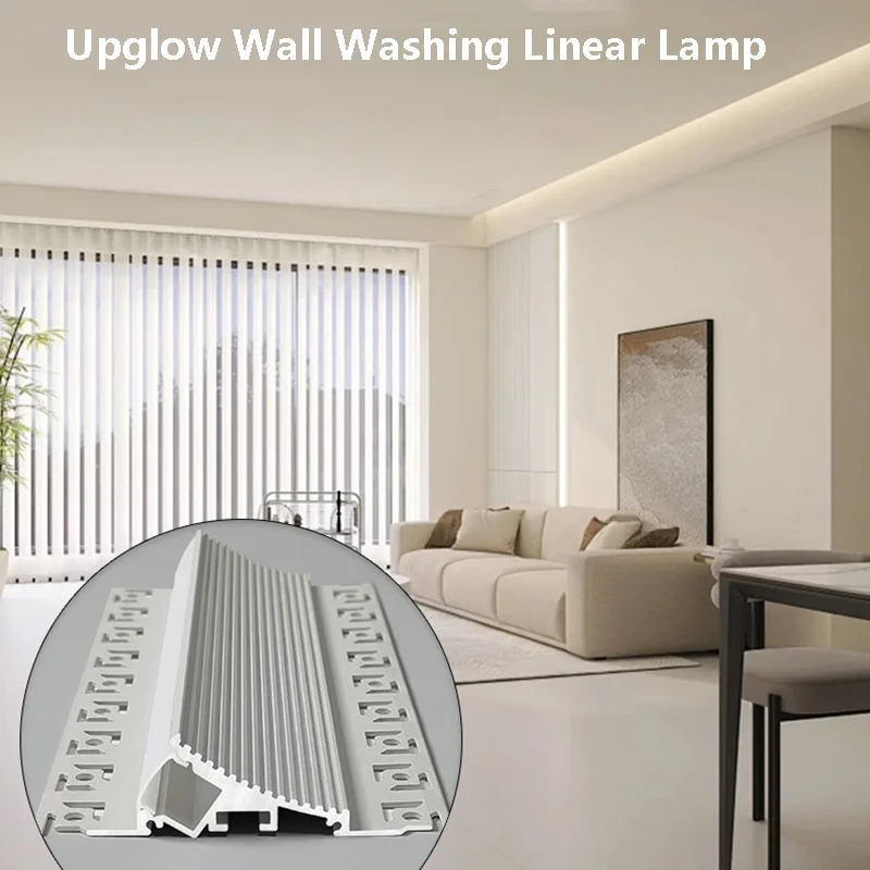 Surface Mounte LED Aluminum Profile Upglow Wall Washing Gypsum Linear Lamp PC Diffuser Channel Ceiling Frameless Bar Strip Light