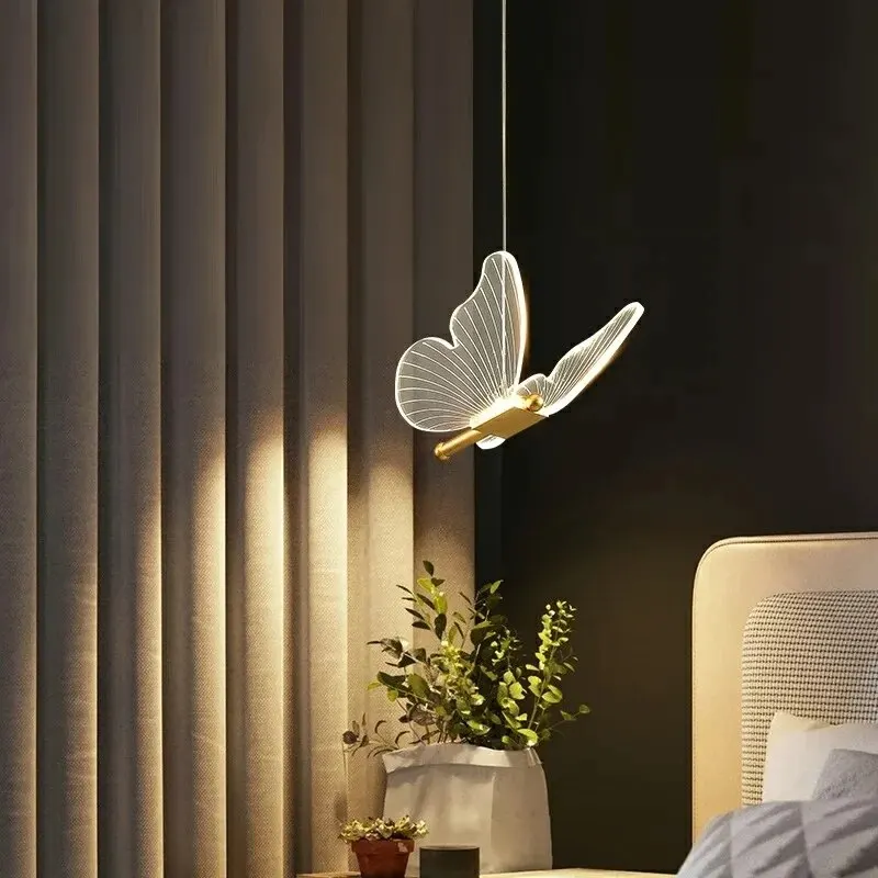 Nordic Butterfly Led Pendant Lamp Bedside Staircase Bedroom Hanging Lamps For Ceiling Art Indoor Lighting Light Fixture