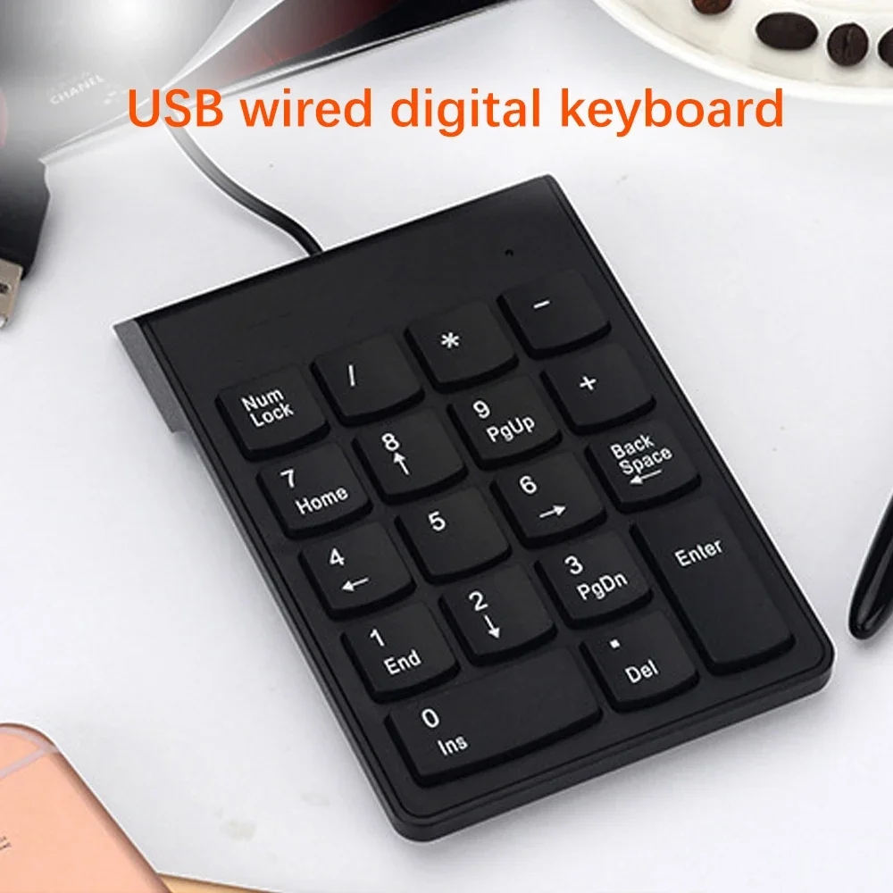 USB Wire Numeric Keypad Numpad 18 Keys Small-Size Digital Keyboard For Accounting Teller Laptop Notebook Tablet Number Keycap