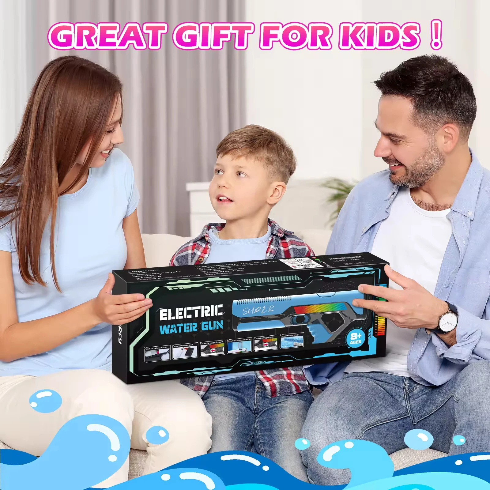 امتصاص الماء الكهربائي سعة كبيرة مسدس مياه الشاطئ الصيف في الهواء الطلق الإنترنت المشاهير مدفع المياه لعب الأطفال الكبار #4