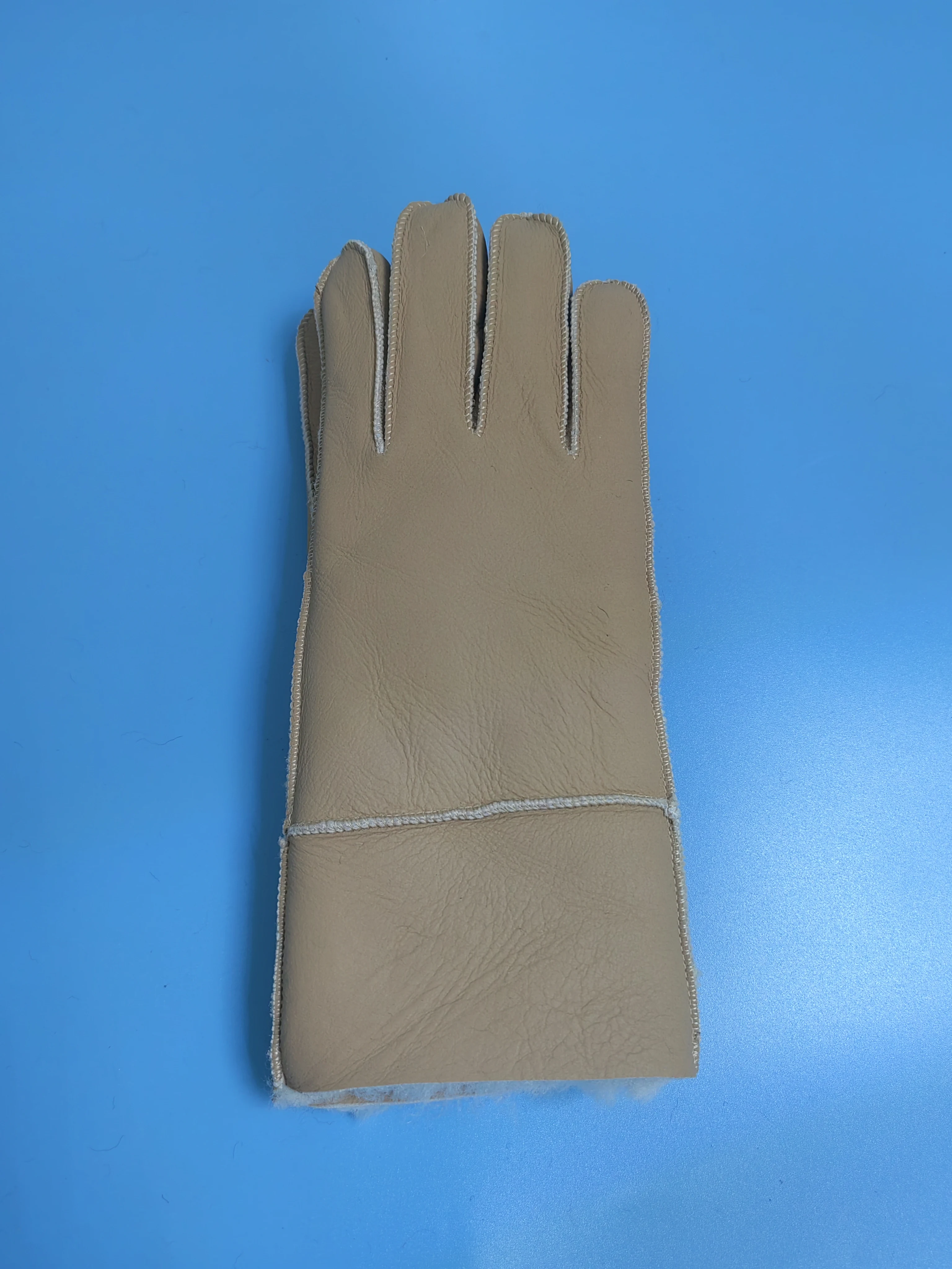 Thickened Fleece Autumn Winter Unisex Leather Wool Blend Five Finger Separate Cotton Gloves Windproof Warm Snowplay Gloves