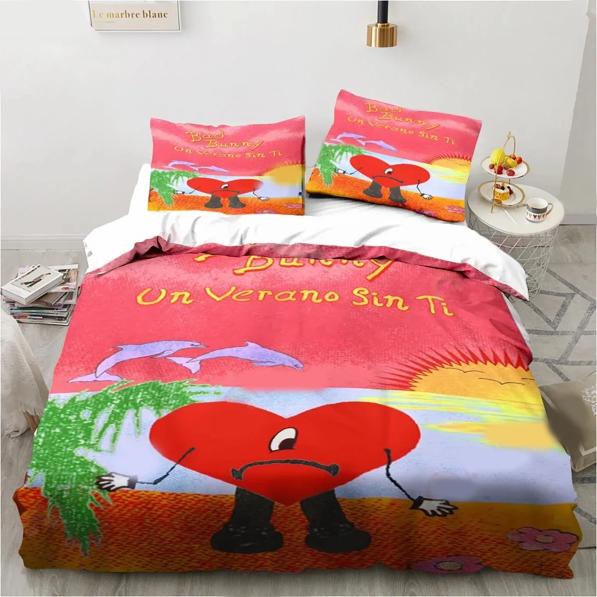 3D Printing Funny Bad Bunny Un Verano Sin Ti Bedding Set Duvet Cover Bed Set Quilt Cover Pillowcase Comforter king Queen Size