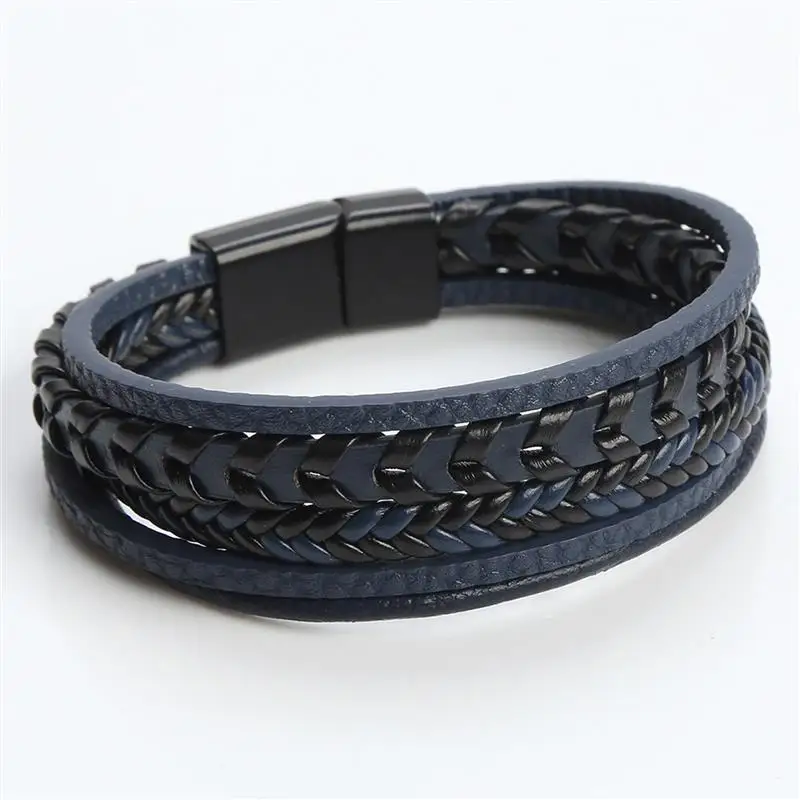 High Quality Men's Leather Bracelet Hand-woven Multi-layer Combination Accessory Fashion Man Jewelry Wholesale Dropshipping