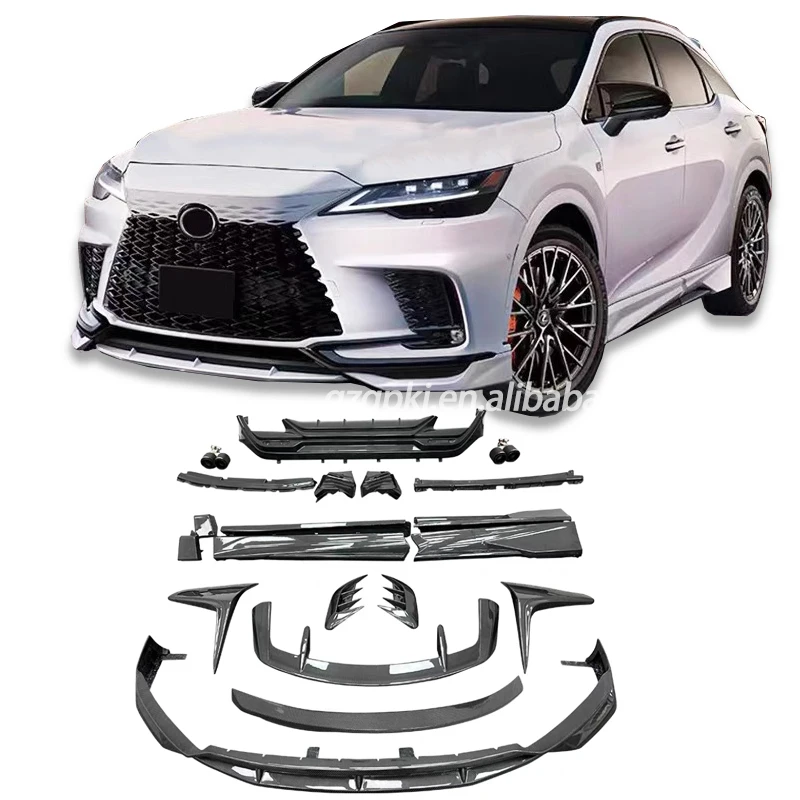 TRD Version Carbon Fiber Front Lip Side Skirt Rear   Spoiler For The New 2023 Lexus RX500h/350h Body Kit