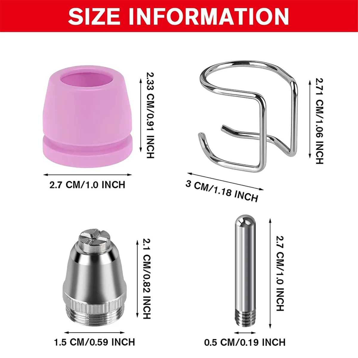 

A002 50 Piece AG60P Plasma Cutter Consumables Kit Includes Cutting Torch Tips and Nozzles - Compatible with AG60, WSD60