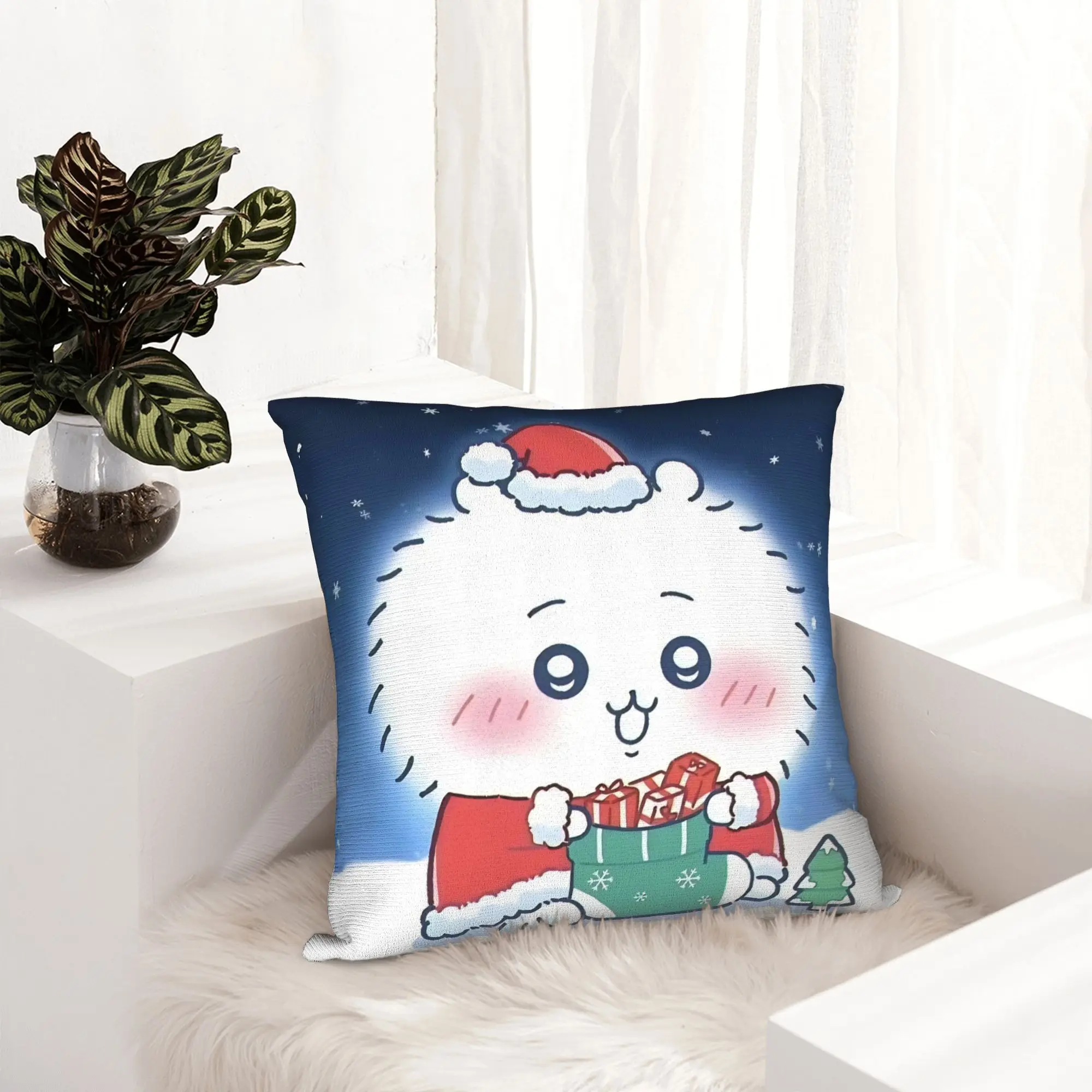 Chiikawas Christmas Santa Kawaii Anime Pillowcase Printing Polyester Cushion Cover Decorative  Pillow Case Cover Seat Square