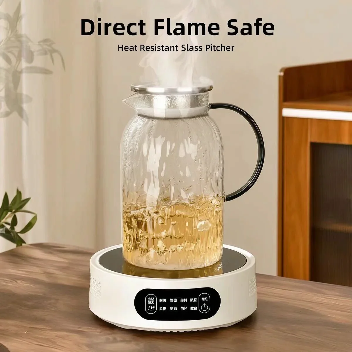 High Borosilicate Glass Water Jug Heat Resistant Explosion-Proof Cold & Hot Tea Pot Ice Juice Kettle Home Office Fitness Drink