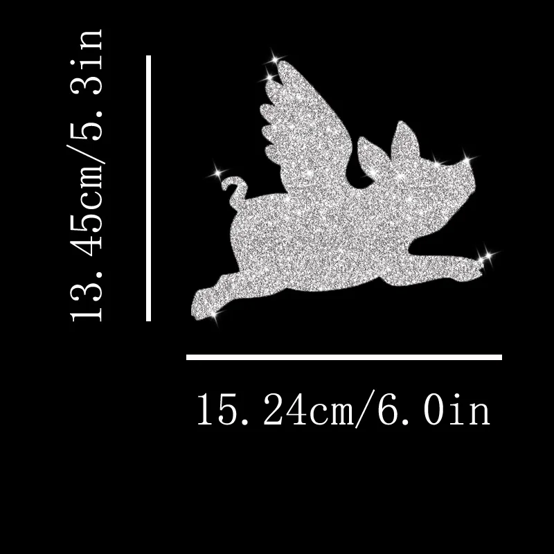 Flash Silver Stickers Pig With Wing Car Decals Car Stickers