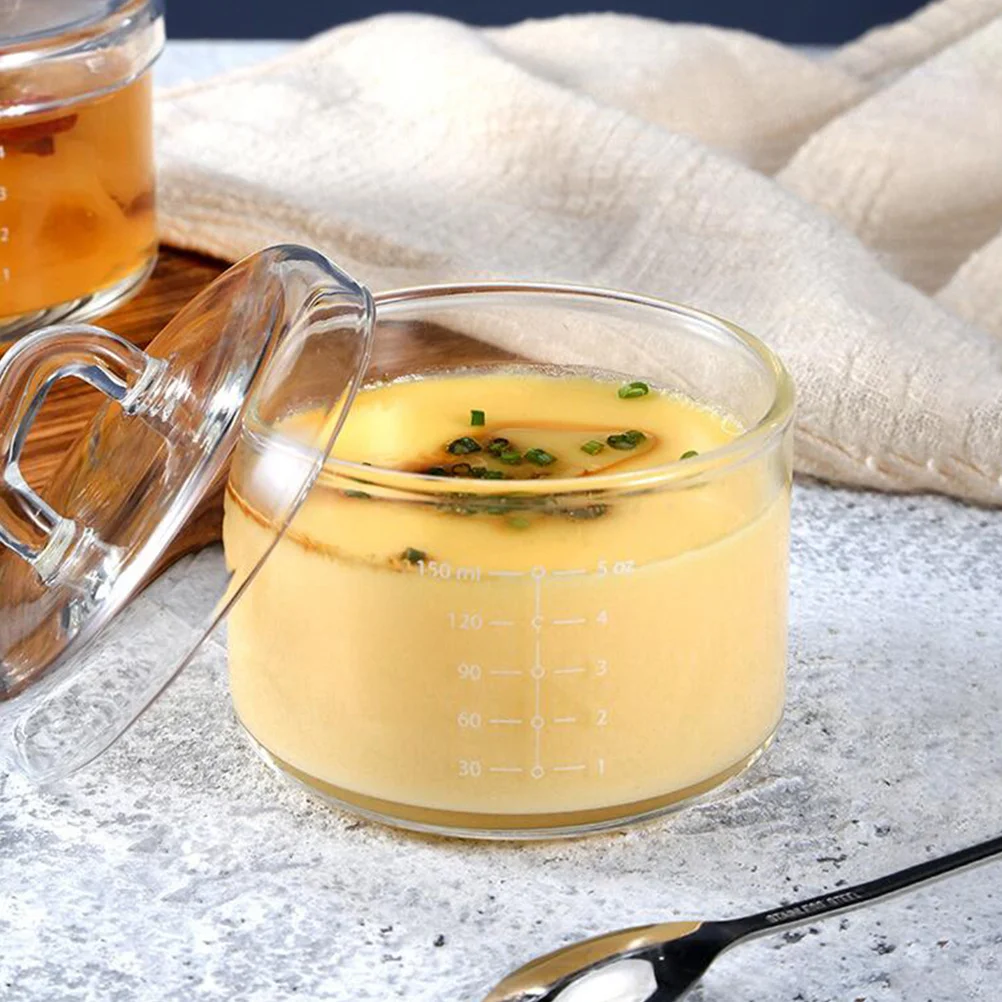 

1Pcs Baby Food Supplement Steamed Bowl Transparent Glass Steaming Bowl Heat Resistant for Kitchen Office Camping Pudding Yogurt