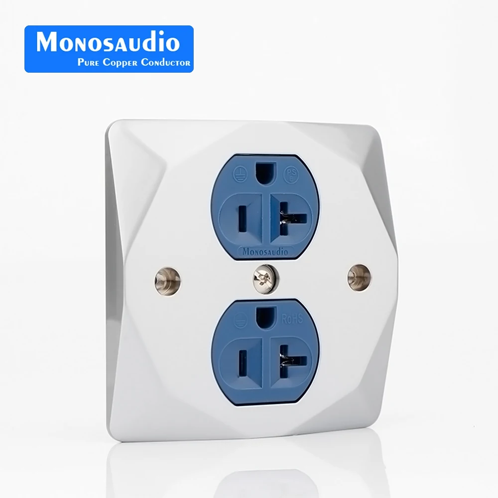 Monosaudio P86 +DP1G/R  Pure Red Copper Gold/Rhodium Plated US AC Power Receptacle Wall Outlet Copper Socket 20A 125V AC