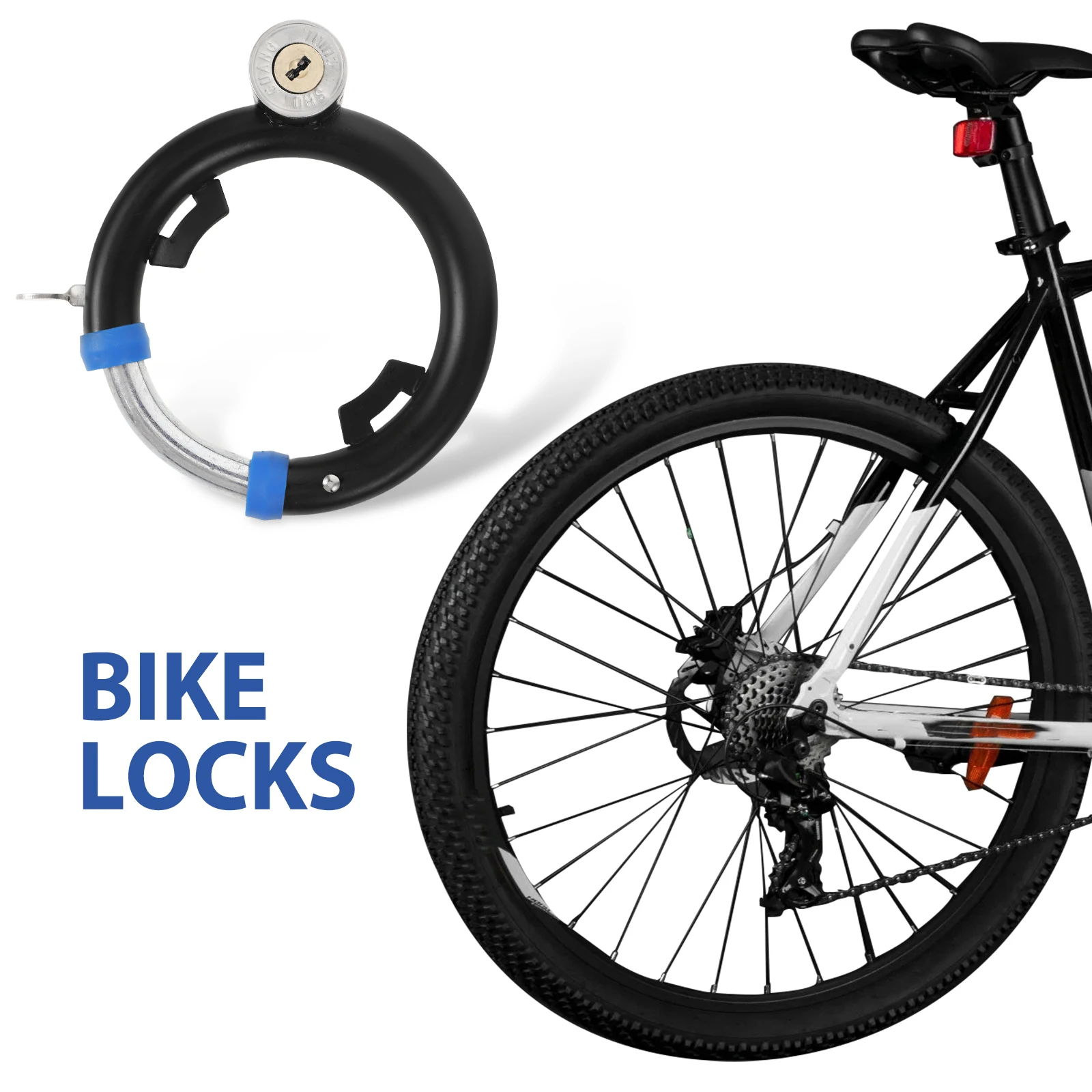 

Bicycle Lock Heavy Duty Anti Theft Stainless Steel Key Lock for Mountain Bike Electric Scooter Black Color Bike Accessories