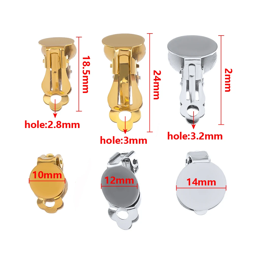 5pcs Minimalism 304 Stainless Steel Ear Clips Electroplated For Color Retention For DIY Handcraft Jewelry Accessories Materials