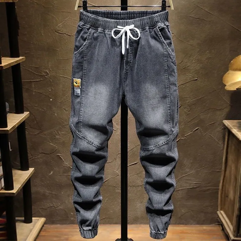 2024 Spring and Autumn New Fashion Trend Solid Color Loose Haren Pants Men's Casual Comfortable Breathable Plus Size Jeans M-5XL