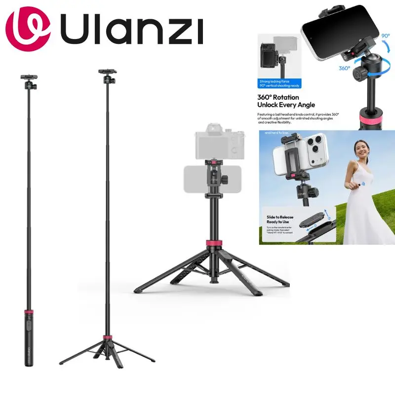 

Ulanzi MT-44 B 2-в-1: штатив-селфи-палка с беспроводным пультом и автоматическим раскладыванием для iPhone, Samsung, Huawei, Vivo, для селфи и видеоблогов