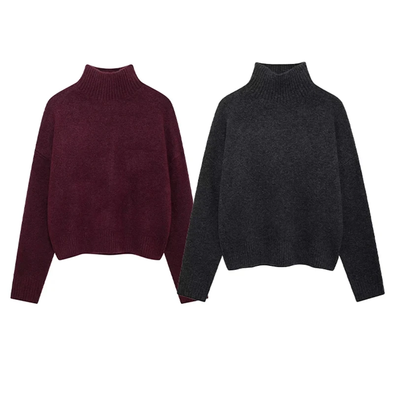 Casual Woman Turtleneck Sweater Solid Long Sleeve Pullover 2024 Autumn Elegant Wild Basic New Fashion Women\'s Knitwear