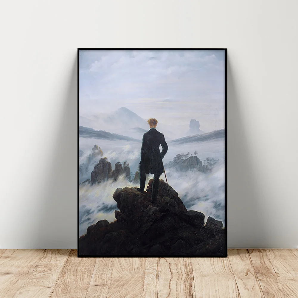 Caspar David Friedrich Print Art Poster Wanderer Above The Sea Of Fog Canvas Painting Romantism Wall Stickers Bedroom Home Decor