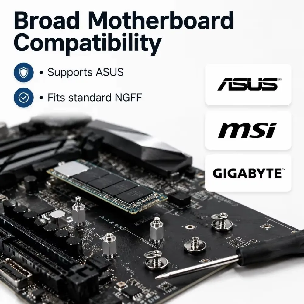 Metal M.2 SSD Screws Hex Standoffs With Screwdriver Hard Drive Screws Black Screws Motherboard Standoff Screws