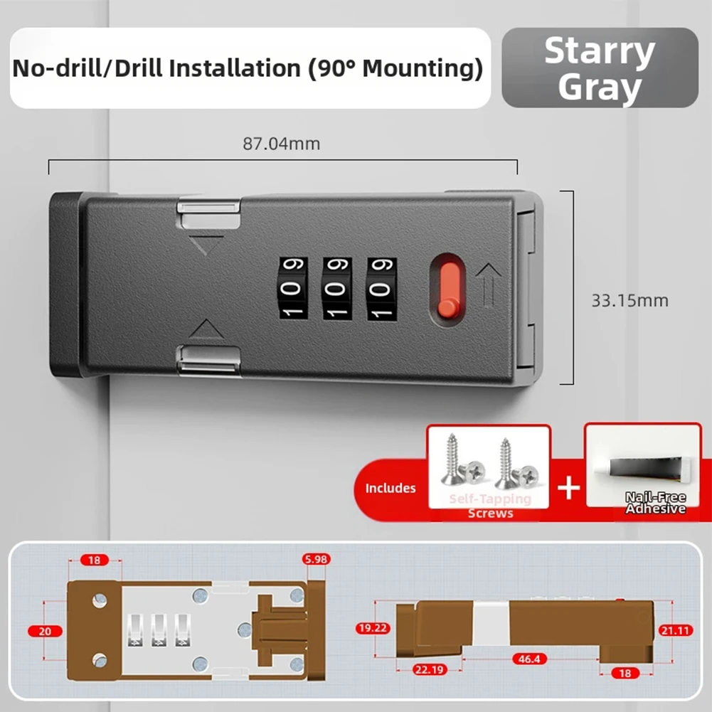 Keyless Cabinet Lock 3-Digit Password Combination Code Hasp Latch Lock For Drawer Cupboard Bifold Closet Door 90 Degree