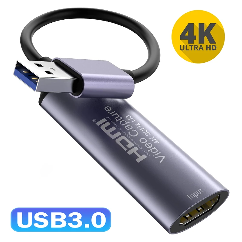 4K HDMI Video-Aufnahmekarte YUY2 1080P 60FPS HDMI zu USB3.0 Typ-C Videoaufzeichnungskarte für Gaming und Live-Streaming für Switch PS4/5 PC
