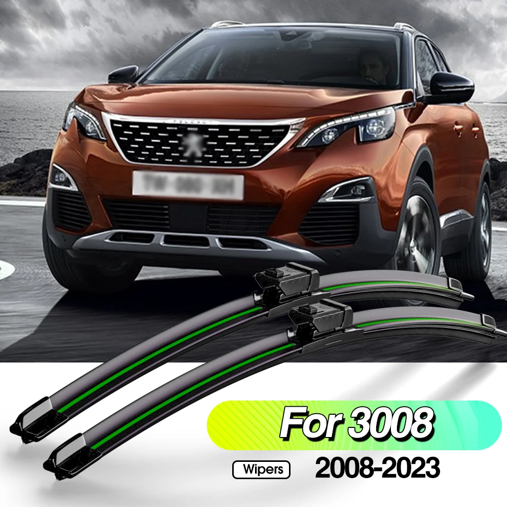 For Peugeot 3008 2008-2023 2pcs Front Windshield Wiper Blades Windscreen Window Accessories 2009 2011 2013 2015 2016 2018 2020