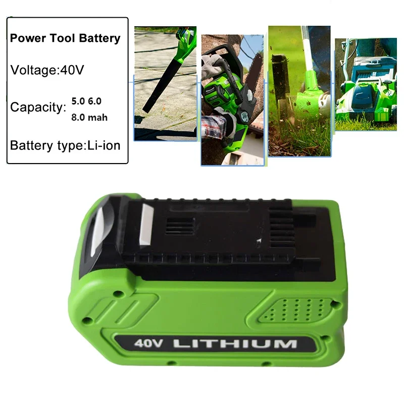 Suitable for GreenWorks 8.0Ah 40V lithium-ion rechargeable battery G-MAX 29472 29462 2901319 20302 20672 24252 MO40L410 BA40L210