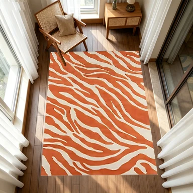 Orange Zebra Stripes Printed Carpet Modern Animal Pattern Floor Mat Home Living Room Bedroom Decorative Carpet