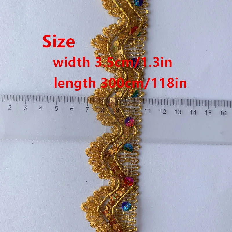 3m/118in Each Bag Golden blue Silk Ribbons Webbing Handmake DIY Craft Lace Trims Dresses Curtain sewing curve beading accessory