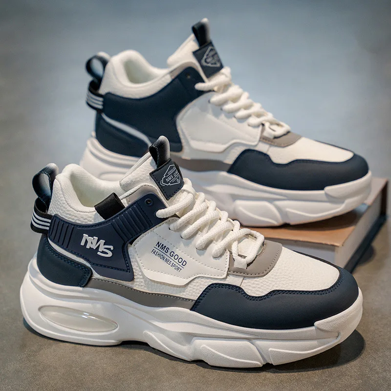 Autumn Men's Shoes New Breathable Youth High Top Sneakers Trendy and Versatile Thick Bottom Casual Dad Shoes Men