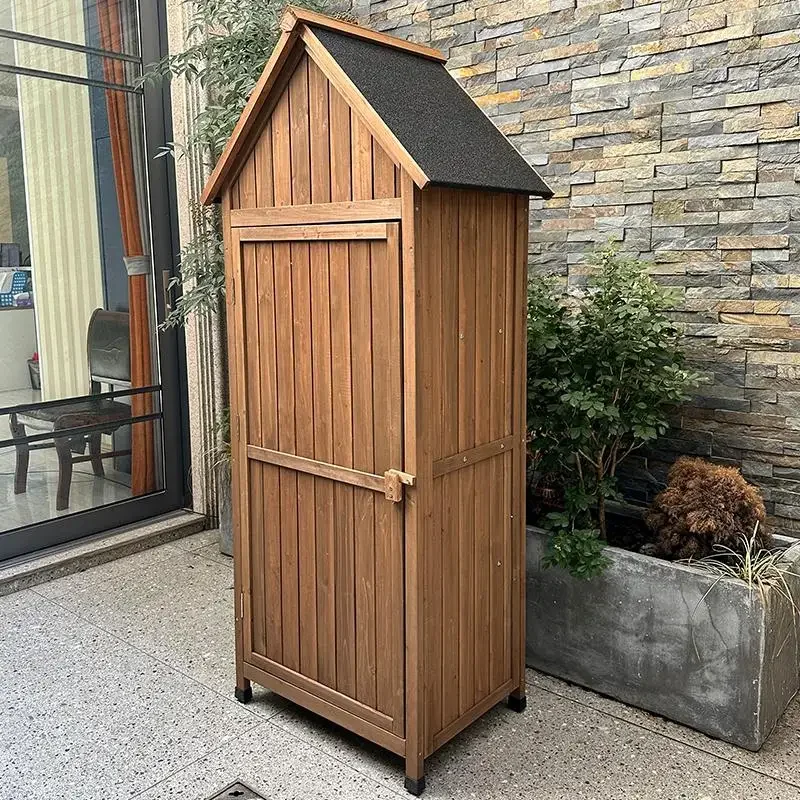 Outdoor Storage Cabinet Solid Wood Toolbox Pastoral Garden Storage Cabinet Rainproof Gardening Balcony Garden Sundries Sorting