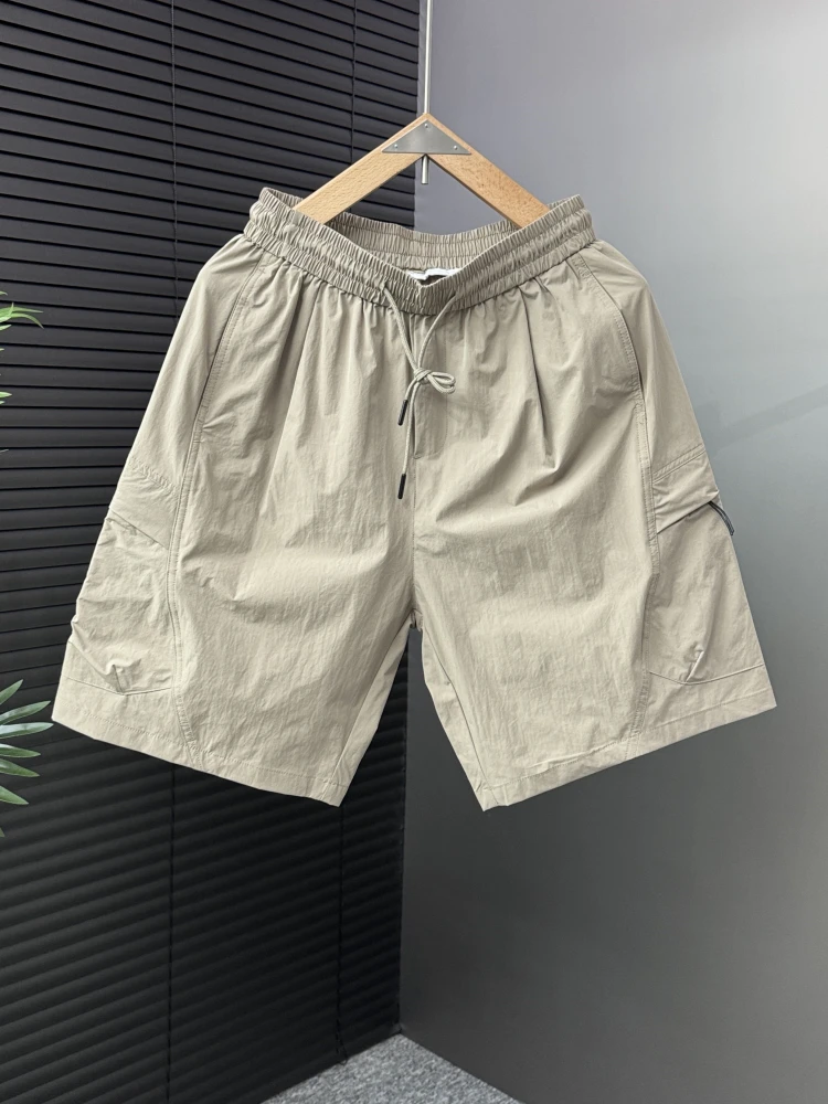 

Мужские летние тонкие быстросохнущие рабочие шорты для пляжа и активного отдыха, свободного кроя, повседневные брюки длиной до колена, модные молодежные шорты от трендового бренда