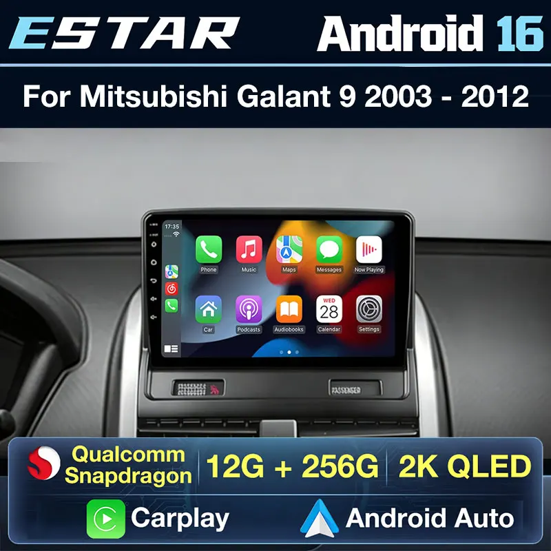 Carplay Inalámbrico Android 16 Para Mitsubishi Galant 9 2003 - 2012 Radio de Auto BT Auto QLED Multimedia DSP RDS Navegación 2din Estéreo