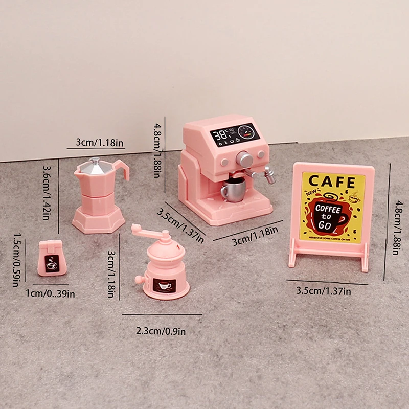 Cafetera rosa en miniatura para casa de muñecas, conjunto de máquina para cocina o cafetería, muebles para casa de muñecas, modelo, accesorios de decoración, 1/12