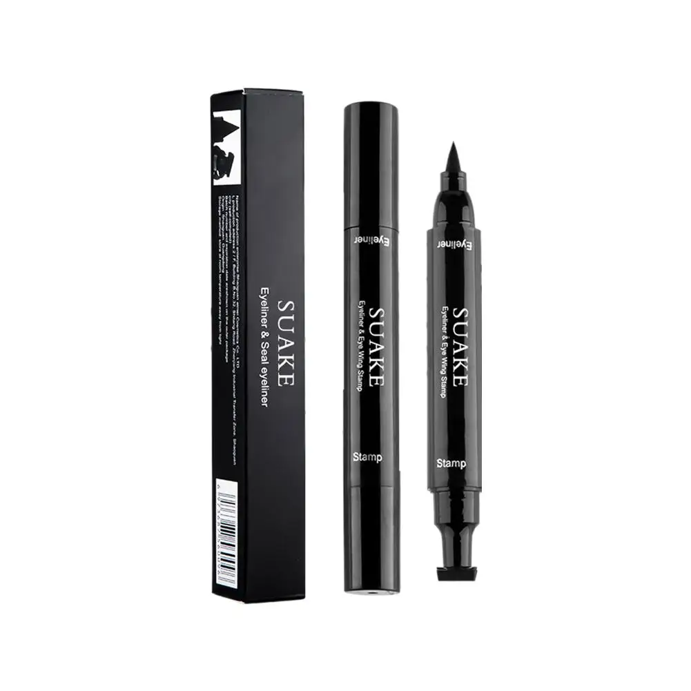 Dreieckiger Eyeliner-Stempel, flüssiger Eyeliner-Stift mit zwei Enden, wasserdicht, schnell trocknend, nicht verschmierend, einfach zu verwendendes Make-up-Werkzeug, kosmetisches Make-up