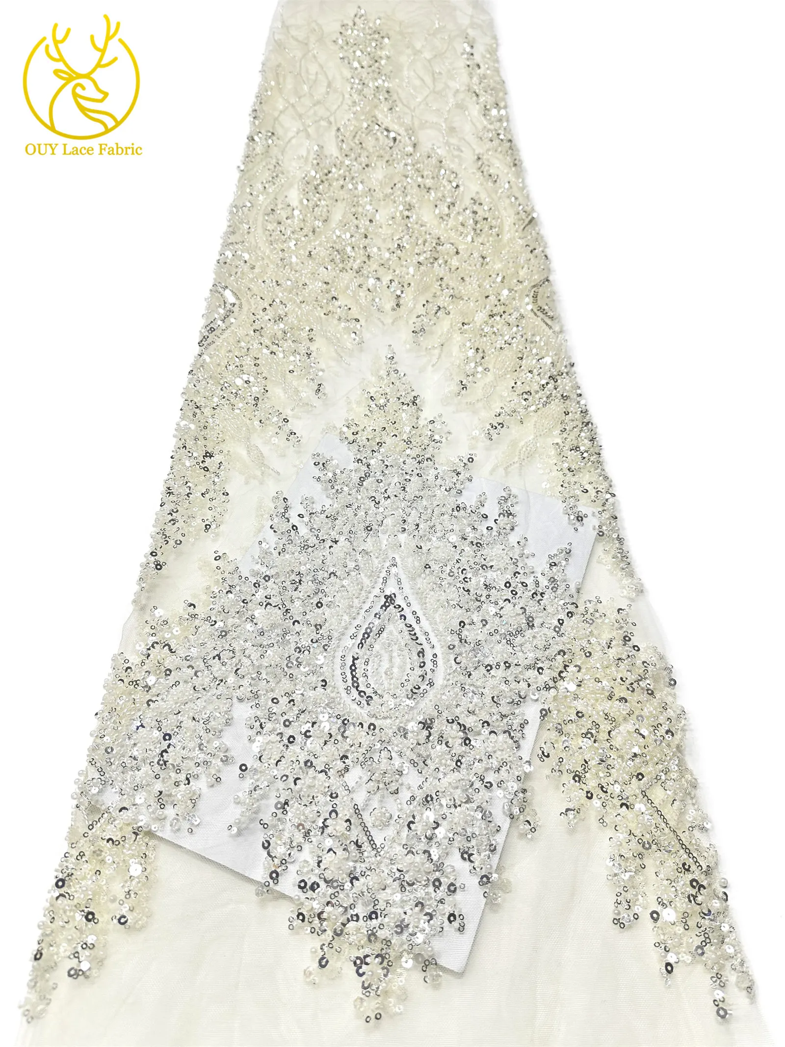 Neues Design Afrikanischer Bräutigam Stickerei-Perlen-Spitzenstoff Hochwertiger Französischer Pailletten-Netzstoff Nigerianisches Damen-Abendkleid – Detail 14