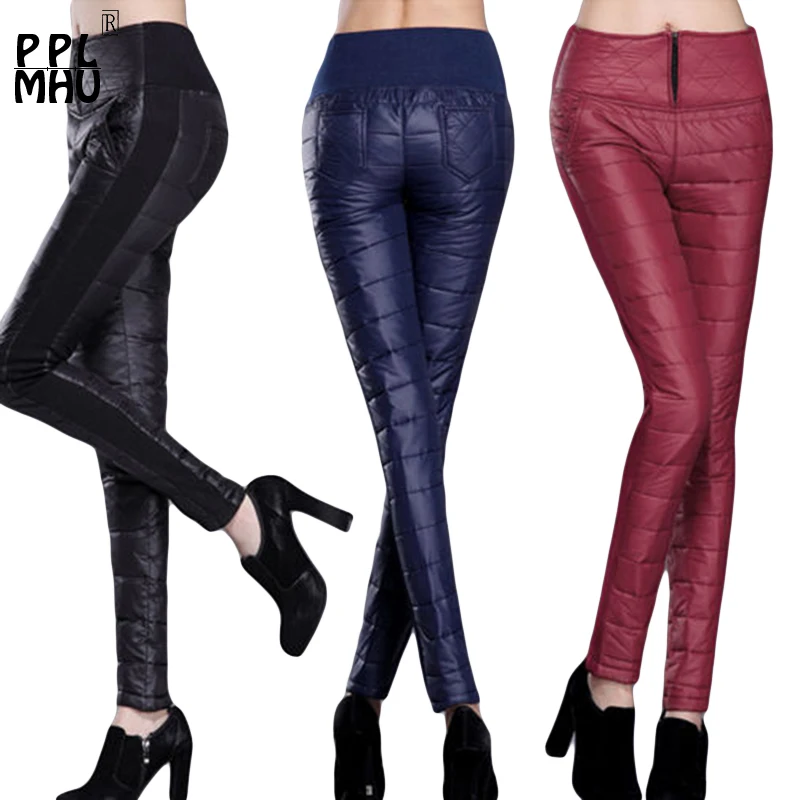 Winter Thicken Pencil Pants Women\'s Casual Duck Down Warm Pantalones Slim High Waist Windproof Leggings Trousers New Mom Spodnie